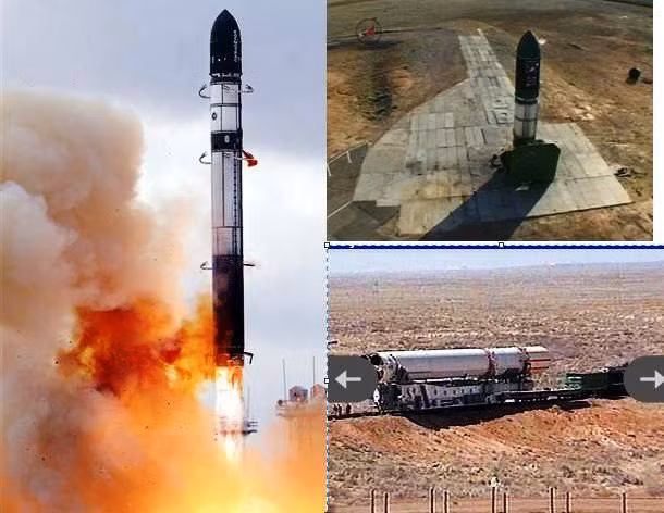 R-36M2 Voevoda (NATO định danh là SS-18 Mod 5 hay là Satan) là tên lửa đạn đạo liên lục địa nặng nhất thế giới hiện nay. Mỗi quả đạn có trọng lượng lên tới 209,6 tấn, dài 32,2m, đường kính thân lên tới 3,05m. Nguồn ảnh: Wiki