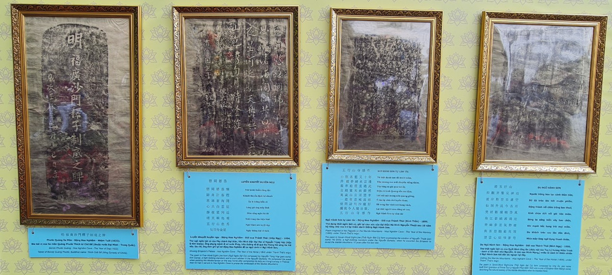 Ma nhai tại đây có nội dung đa dạng, hình thức độc đáo, cùng nhiều thể loại văn học của các vị vua, quan triều Nguyễn, cao tăng, trí thức, có niên đại trải dài từ nửa đầu thế kỷ XVII đến thế kỷ XX.