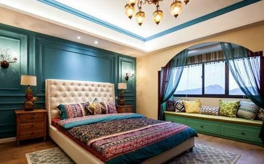 Màu đỏ của ga và chăn là màu tốt lành chủ yếu được sử dụng cho đám cưới, nhưng tường và trần nhà màu đỏ lại không may mắn. Phòng ngủ nên tránh màu đỏ vì chúng có khả năng làm gián đoạn giấc ngủ và thúc đẩy hoạt động hơn là nghỉ ngơi, tạo ra sự phiền não, mệt mỏi.