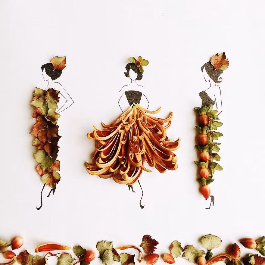 Sassy đẹp nổi bật với chiếc váy làm từ hoa cúc và những nụ hoa có màu sắc ấm áp. (Nguồn Bored Panda)