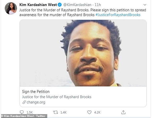 "Rayshard Brooks có nụ cười rạng rỡ và trái tim yêu thương, thích nhảy từ khi chúng tôi còn là những đứa trẻ", Evans nhớ lại. Ảnh: Twitter.