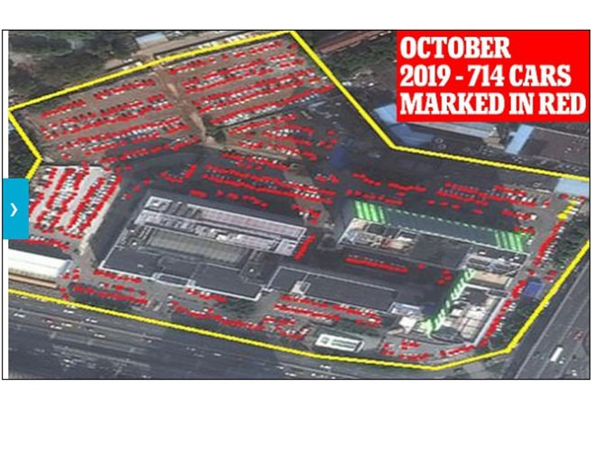 Từ tháng 8 năm ngoái, điều gì đó đã khiến những cơ sở y tế đó bận rộn hơn nhiều so với bình thường. Ví dụ, bệnh viện phụ nữ và trẻ em Vũ Hán một ngày tháng 10/2018 có 393 chiếc ô tô đỗ tại bãi xe, nhưng cùng ngày năm 2019, bãi xe có 717 chiếc - tăng 82%.