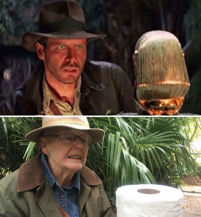 Cuộn giấy vệ sinh là trợ thủ đắc lực của cụ.