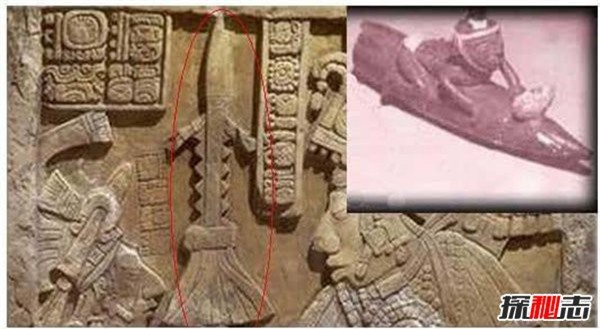 Cuối cùng là bằng chứng về "tàu lạ" ngoài Trái Đất: Trong tàn tích một ngôi đền tại Palenque, có các hình khắc kỳ lạ giống như các phi hành gia và các thiết bị trong tàu vũ trụ.