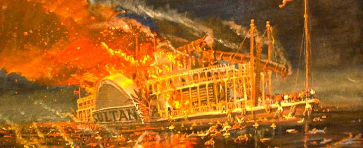 Khi con tàu mới chỉ đi được vài dặm, một chiếc nồi hơi bất ngờ phát nổ, khiến hàng trăm người thiệt mạng do bị các mảnh vỡ đánh trúng hoặc bị bỏng.