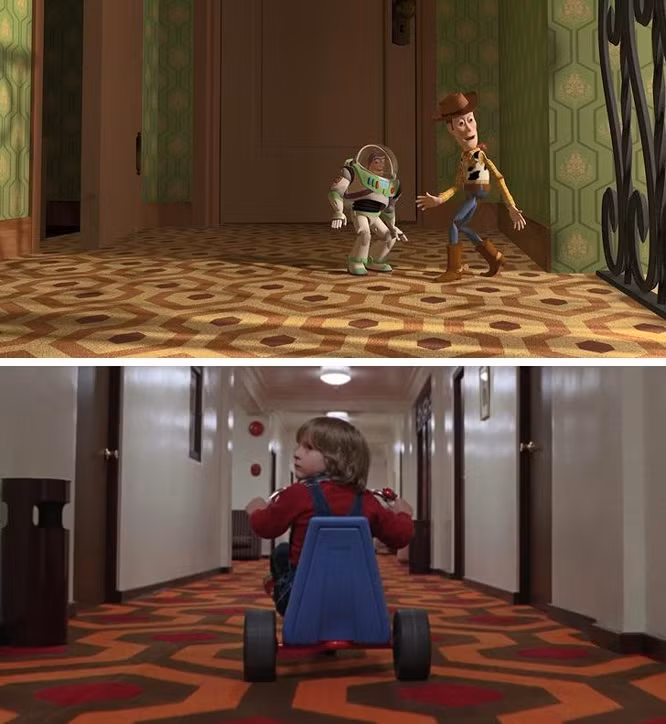 18. Toy Story (1995): Hoa văn trên tấm thảm ở nhà Sid giống hệt trong bộ phim kinh dị The Shining (1980).