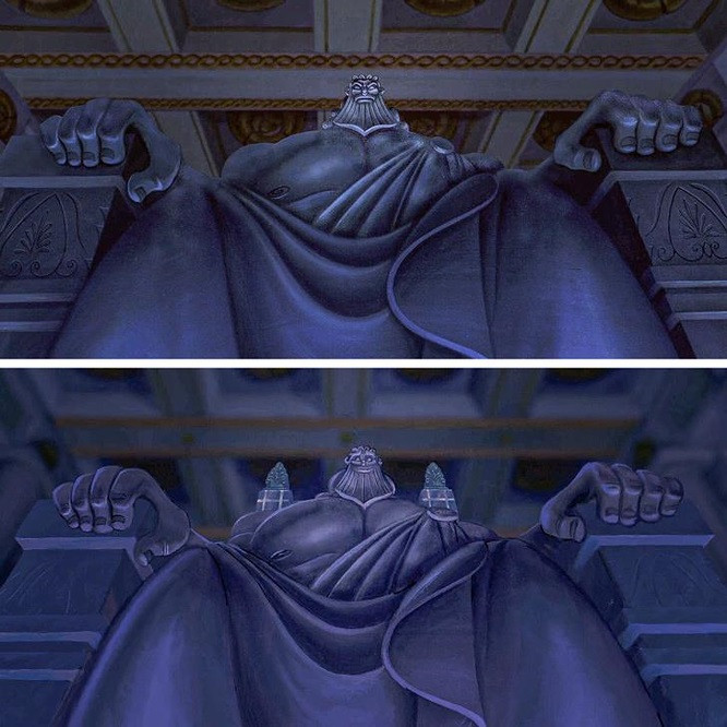 11. Hercules (1997): Sau khi nhìn thấy Hercules, bức tượng thần Zeus đã nhoẻn miệng cười.