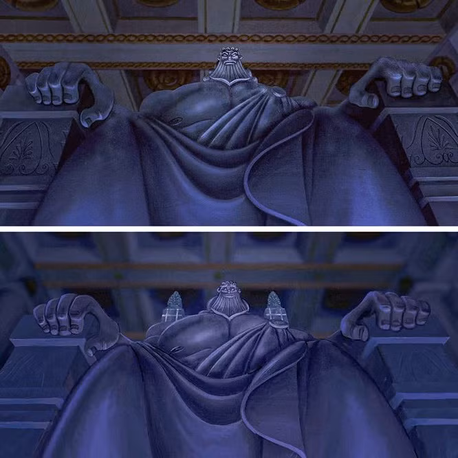 11. Hercules (1997): Sau khi nhìn thấy Hercules, bức tượng thần Zeus đã nhoẻn miệng cười.