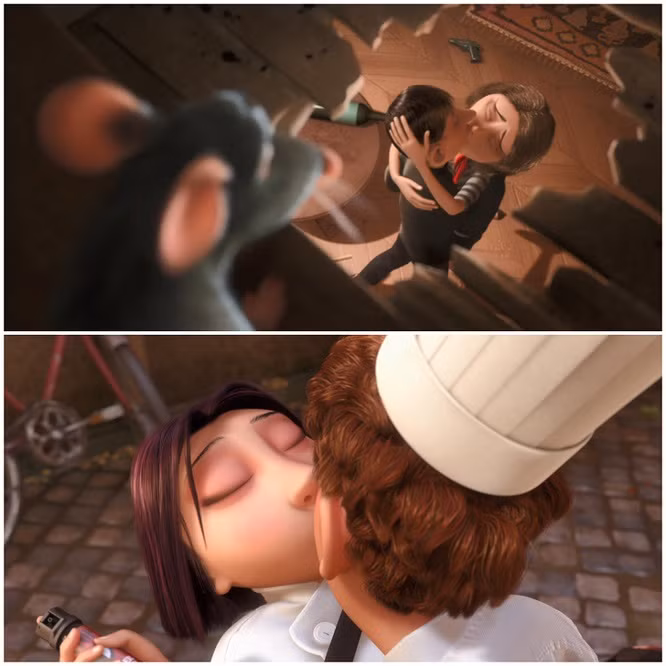 12. Ratatouille (2007): Chú chuột Remy đã chứng kiến 2 cảnh "âu yếm" quan trọng nhất trong bộ phim.