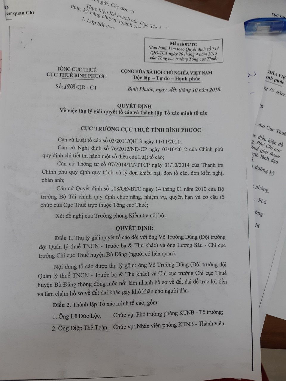 Chi Cuc truong Chi cuc thue o Binh Phuoc bi to an chan tien-Hinh-2