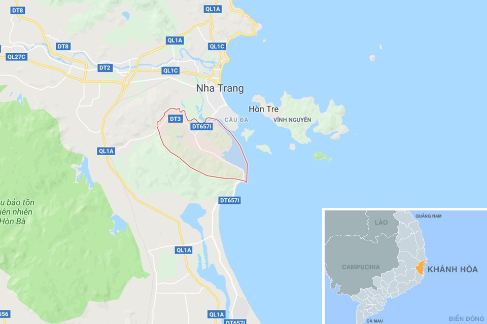 Xã Phước Đồng, TP Nha Trang, Khánh Hòa. Theo thông tin từ UBND TP Nha Trang, đến 14h ngày 18/11, trên địa bàn đã có ít nhất 10 người chết do mưa lũ, 2 người mất tích. Ảnh: Google Maps.
