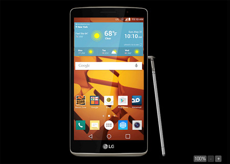  4. LG G Stylo. LG G Stylo là mẫu smartphone bình dân mà đối thủ đồng hương của Samsung tung ra thị trường. Đúng như tên gọi của nó đã gợi ý, smartphone này cũng trang bị bút cảm ứng, nhưng khác với bút S Pen của Samsung, bút G Stylo có đầu mềm nên khi chạm vào màn hình sẽ có cảm giác thật hơn một chút. Ngoại trừ điểm này thì về công năng, G Stylo thua kém S Pen về mọi phương diện. Các cấu hình còn lại bao gồm màn hình 5.7 inch 720p, vi xử lý Qualcomm Snapdragon 410 lõi tứ, RAM 1GB, camera chính 8MP và pin 3000 mAh.