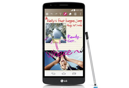  5. LG G3 Stylus. Trước khi G Stylo đáp xuống thị trường, LG đã có một sản phẩm tương tự là G3 Stylus với bút cảm ứng chuyên dụng nhưng rất tiếc lại không có phần mềm đặc biệt hỗ trợ cho bút.Về cấu hình, G3 Stylus sở hữu màn hình 5.5 inch với độ phân giải 540 x 960p, vi xử lý lõi tứ MediaTek MT6582, RAM 1GB, camera chính 13MP và pin 3000 mAh.