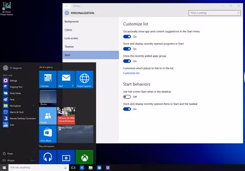  1. Tùy biến Start Menu. Trình đơn Start Menu đã trở lại và là một tính năng rất được hoan nghênh trong hệ điều hành Windows 10. Không mang phong cách cũ như trong các phiên bản trước đây, thay vào đó Windows 10 kết hợp chế độ Live Tile hiện đại với giao diện cảm ứng thân thiện người dùng như trong Windows 8.