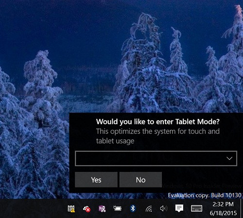  3. Thiết lập Continuum. Continuum là nền tảng cho phép tự động thực hiện chuyển đổi giao diện tùy thuộc vào chế độ hoạt động laptop hay tablet. Chế độ này nên được kích hoạt nhất là khi bạn đang chạy Windows 10 trên một tablet hoặc laptop lai, hoặc trên máy tính để bàn trang bị màn hình cảm ứng.