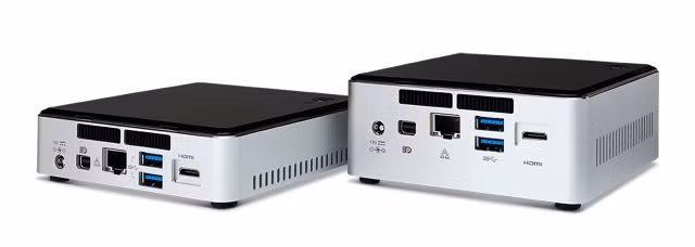  Intel NUC5i5RYH. Intel là hãng đi tiênphong trong trào lưu máy tính tí hon với thế hệ máy tính NUC (Next Unit of Computing). Máy tính NUC sử dụng bo mạch Intel và vi xử lý thế hệ 5 của Intel, từ nền tảng vi xử lý i3 tới i7. Những máy tính này có hình thức đẹp, dễ nâng cấp và chạy êm. Đây là những thiết bị dạng khung sườn (barebone) nên bạn cần mua và cài đặt thêm RAM và ổ cứng, như vậy bạn có thể tái sử dụng các linh kiện trên máy tính cũ hoặc mua những thứ phù hợp với nhu cầu của mình. Trong số những mẫu hiện có, Intel NUC5i5RYK được xem là lựa chọn đáng giá nhất hiện nay với giá bán khoảng 9 triệu đồng. Lưu ý là bạn sẽ cần sắm thêm cả bàn phím và chuột nữa.
