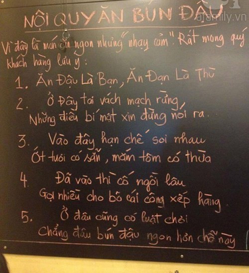 Quán bún đậu với 5 điều luật "bá đạo".