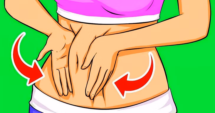 Làm cho vòng eo của bạn thon thả hơn: Đặt cả hai tay ở hai bên bụng với hai lòng bàn tay hướng vào nhau. Đẩy hai bàn tay về phía nhau đồng thời siết chặt bụng giữa. Thực hiện động tác mát xa này 3-5 lần. Sau đó giữ vùng mỡ bụng trong hai tay và lắc bụng. Làm điều này trong 10-15 giây.