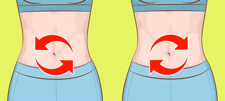 Kích thích lưu thông máu vùng bụng: Chà hai bàn tay vào nhau để tạo nhiệt trên bề mặt ngón tay và lòng bàn tay. Khi tay bạn đủ ấm, bắt đầu mát xa theo chiều kim đồng hồ và xoay ngược chiều kim đồng hồ quanh rốn của bạn. Thực hiện động tác mát xa này trong 2-3 phút để giảm mỡ bụng.