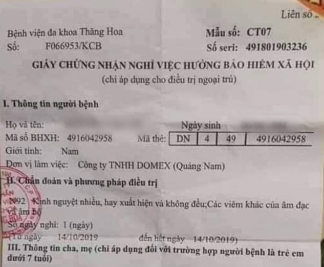 Benh vien chan doan cho nam benh nhan: kinh nguyet nhieu, khong deu
