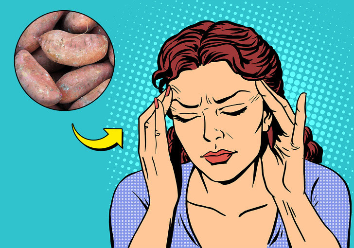 4. Khoai lang: Khoai lang không chỉ ngon mà còn giúp bạn chống lại chứng đau nửa đầu. Giàu vitamin C, vitamin B1 và kali, ăn khoai lang khi bạn đang bị đau đầu sẽ làm giảm cơn đau và giúp bạn bình tĩnh lại.