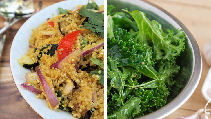 6. Quinoa và cải xoăn: Đây là 2 thực phẩm giúp ngăn ngừa chứng đau nửa đầu. Chứa riboflavin, magiê và sắt, quinoa giúp giảm đau nửa đầu, trong khi cải xoăn có omega-3 và chất xơ, làm cho nó bảo vệ bạn tốt nhất chống lại chứng đau nửa đầu.