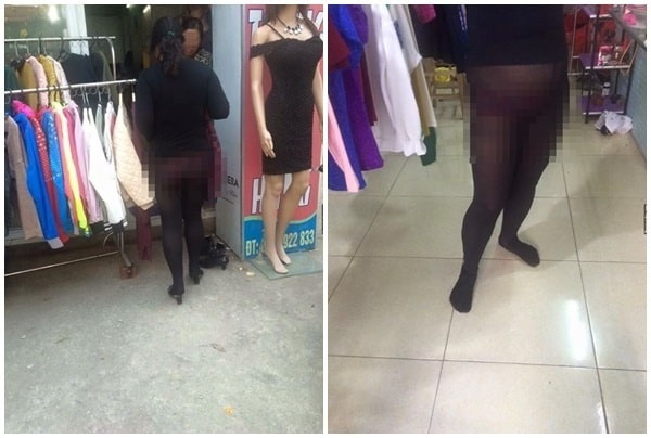 Nhiều người mặc quần tất mỏng tới mức lộ cả nội y gây nhức mắt người nhìn.