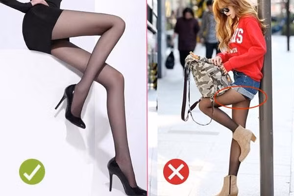 Tất màu đen và giày màu tương phản khiến chân ngắn hơn. Ảnh: Internet. Video "Minh Hằng chia sẻ về phong cách thời trang". Nguồn: VTC.