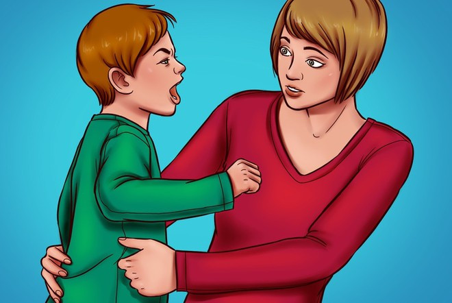 8. Đánh người khác: Trẻ học cách kiểm soát các cảm xúc mạnh khi thấy giận dữ hay quá sức chịu đựng. Trong khi đó, kỹ năng thích nghi và giao tiếp chưa phát triển trước năm 5 tuổi. Vì thế, con có thể đánh người khác khi quá lo âu, tức giận. Lối hành xử này cũng có thể chịu ảnh hưởng từ người lớn xung quanh. Vì vậy, nếu thấy con lạm dụng bạo lực, phụ huynh cần nhìn lại bản thân và xem xét những người gần gũi với trẻ, xem có ai hay cư xử hung bạo không.