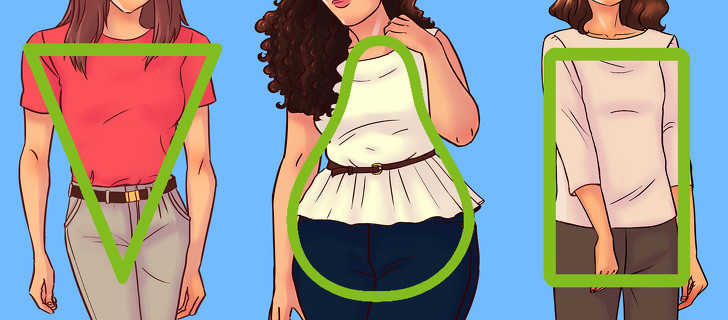 Nếu có vai rộng hơn hông, tức là bạn có ngoại hình tam giác ngược. Nếu eo và vai của bạn hẹp hơn hông, bạn có hình dáng cơ thể là quả lê. Nếu vai, eo và hông của bạn có cùng kích thước, thì bạn là tuýp hình chữ nhật .