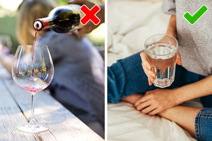 Rượu tích tụ độc tố: Một ly rượu vang không gây hại cho cơ thể bạn, nhưng uống thường xuyên sẽ ảnh hưởng đến gan. Khi gan của bạn hoạt động tốt, chất độc sẽ được thải ra tự nhiên qua cơ thể bạn. Tuy nhiên nếu những chất độc này tích tụ trong gan và chúng có thể gây tổn hại cho làn da như gây mụn trứng cá, sạm và nếp nhăn.