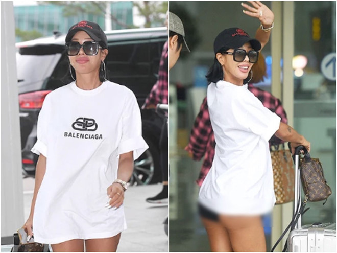 Mới đây, Jessi gây sốc khi xuất hiện tại sân bay với style giấu quần. Phong cách này khá phổ biến nhưng điều đáng nói ở đây, cô mặc quần quá ngắn, để lộ vòng 3 trông phản cảm.