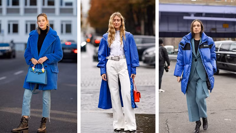 Thật không quá khó khi mix trang phục màu xanh cổ điển với các tông màu khác.