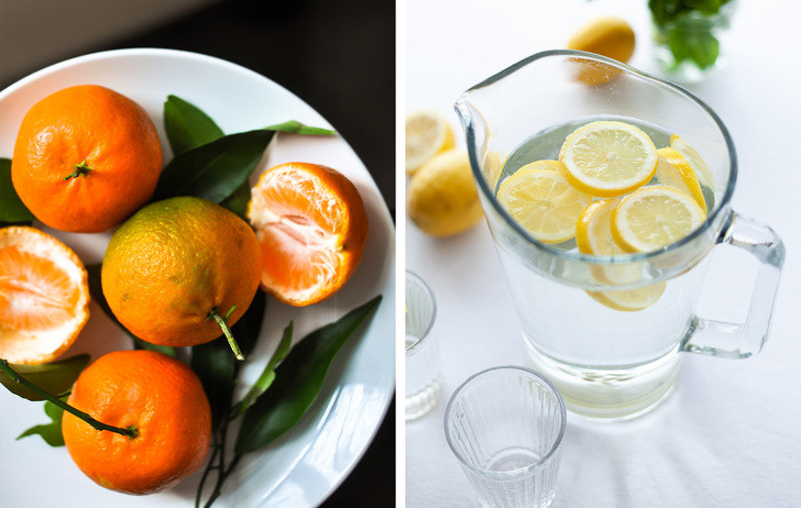 Cam và chanh: Ăn nhiều trái cây để tăng lượng vitamin và giảm cảm giác thèm đường trong kỳ kinh nguyệt. Trái cây có múi đặc biệt tốt. Bên cạnh vitamin, chúng chứa rất nhiều chất xơ và nước, sẽ giữ cho cơ thể bạn ngậm nước và tiêu hóa dễ dàng. Hơn nữa, trái cây họ cam quýt rất tốt để giảm bớt buồn nôn và các triệu chứng khó chịu khác liên quan đến kinh nguyệt.