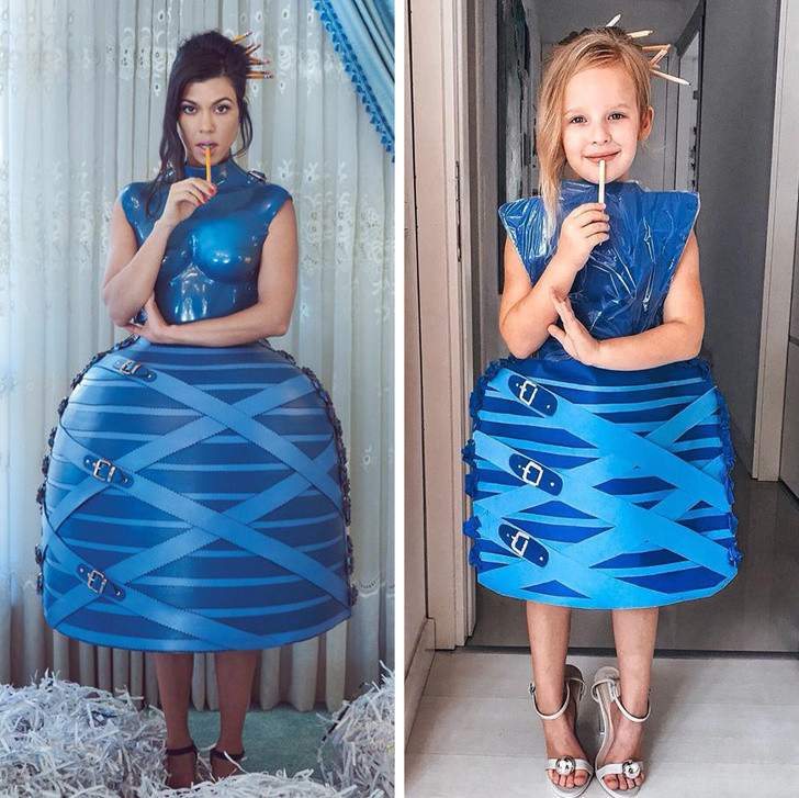 Tạo hình của bé con 6 tuổi giống y chang Kourtney Kardashian