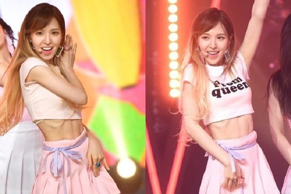 Cách ăn mặc gợi cảm và vũ đạo cực sung khiến nữ ca sĩ Hàn lộ cả vòng eo trơ xương.