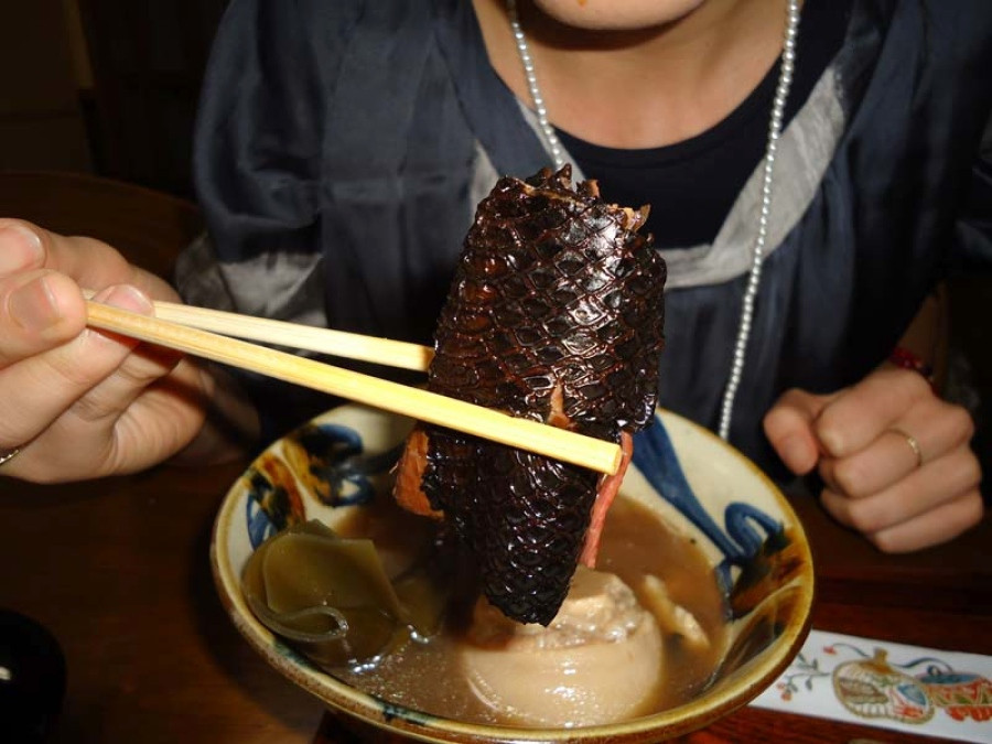 Người dân nơi này tin rằng rắn biển có tác dụng bồi bổ sức khỏe rất tốt nên họ đã chế biến ra rất nhiều món ăn từ chúng.