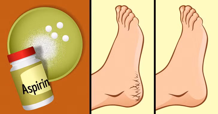 Dùng aspirin và chanh trị nứt gót chân: Hỗn hợp aspirin nghiền nhuyễn cùng vài giọt nước chanh sẽ giúp bạn tẩy bỏ lớp da chết sần sùi ở gót chân. Bạn có thể đắp hỗn hợp lên gót chân sau đó quấn màng bọc thực phẩm, ủ chân trong khoảng 10 - 15 phút.