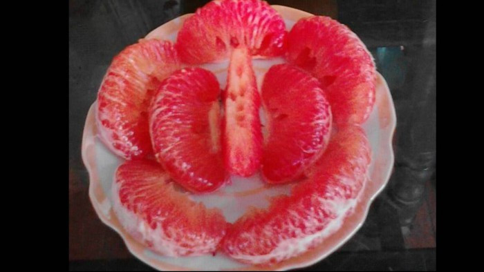 Bưởi Luận Văn có màu đỏ đậm khi chín, quả bưởi chuyển dần sang màu đỏ gấc, vỏ quả, cùi quả, vỏ múi, có màu đỏ rất đẹp mắt, múi bưởi đỏ hồng, mọng nước, ngọt, hương thơm đặc trưng. Giống bưởi này cũng nằm trong danh sách những đặc sản tiến vua nhiều năm trước. Ảnh: Nông nghiệp Việt Nam. Video "Chế biến món ngon từ nấm đông cô". Nguồn: VTC.