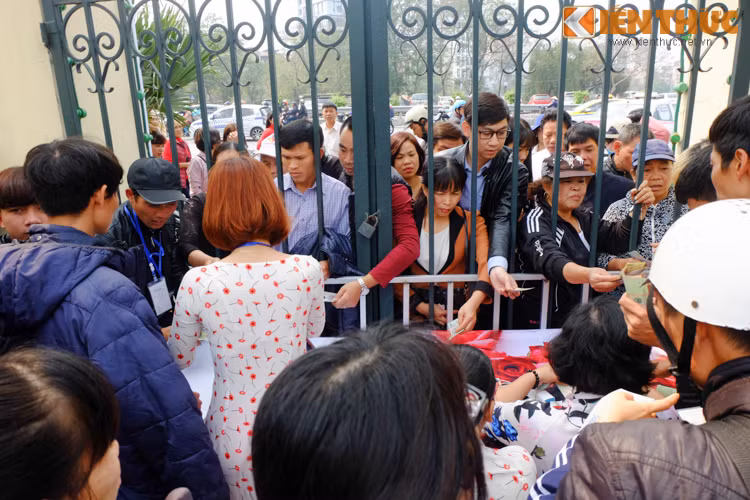 Cảnh chen lấn ngộp thở, xô đẩy để mua được vé vào xem lễ hội hoa hồng.