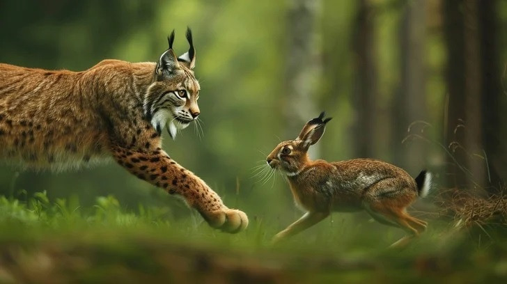 Loài vật nổi tiếng chạy nhanh như thỏ gần như chưa từng thoát được móng vuốt của linh miêu. Ảnh: The Wild World