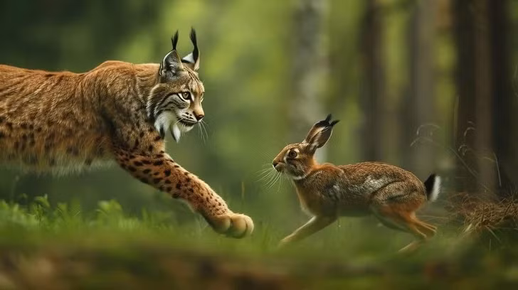 Loài vật nổi tiếng chạy nhanh như thỏ gần như chưa từng thoát được móng vuốt của linh miêu. Ảnh: The Wild World