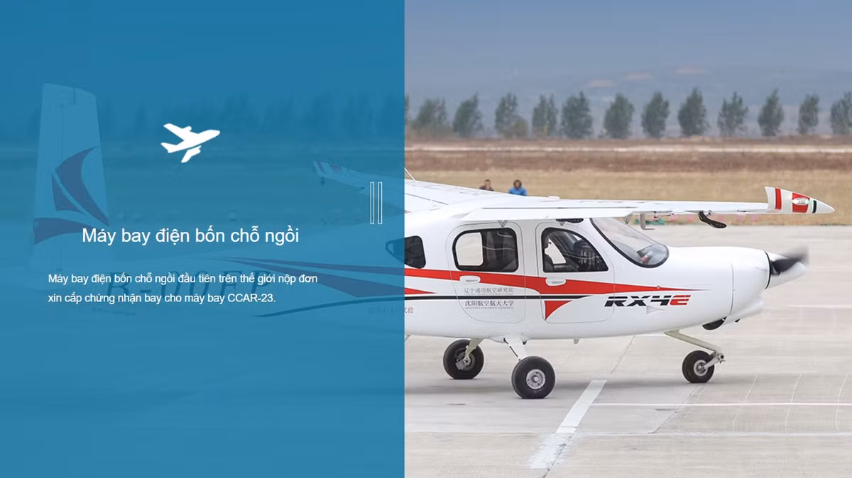 Thời báo Hoàn Cầu cho biết, máy bay điện RX4E do Học viện Hàng không tổng hợp Liêu Ninh (LGAA) chế tạo, vừa thực hiện chuyến bay đầu tiên khởi hành từ sân bay Thái Hồ gần Thẩm Dương, tỉnh Liêu Ninh.