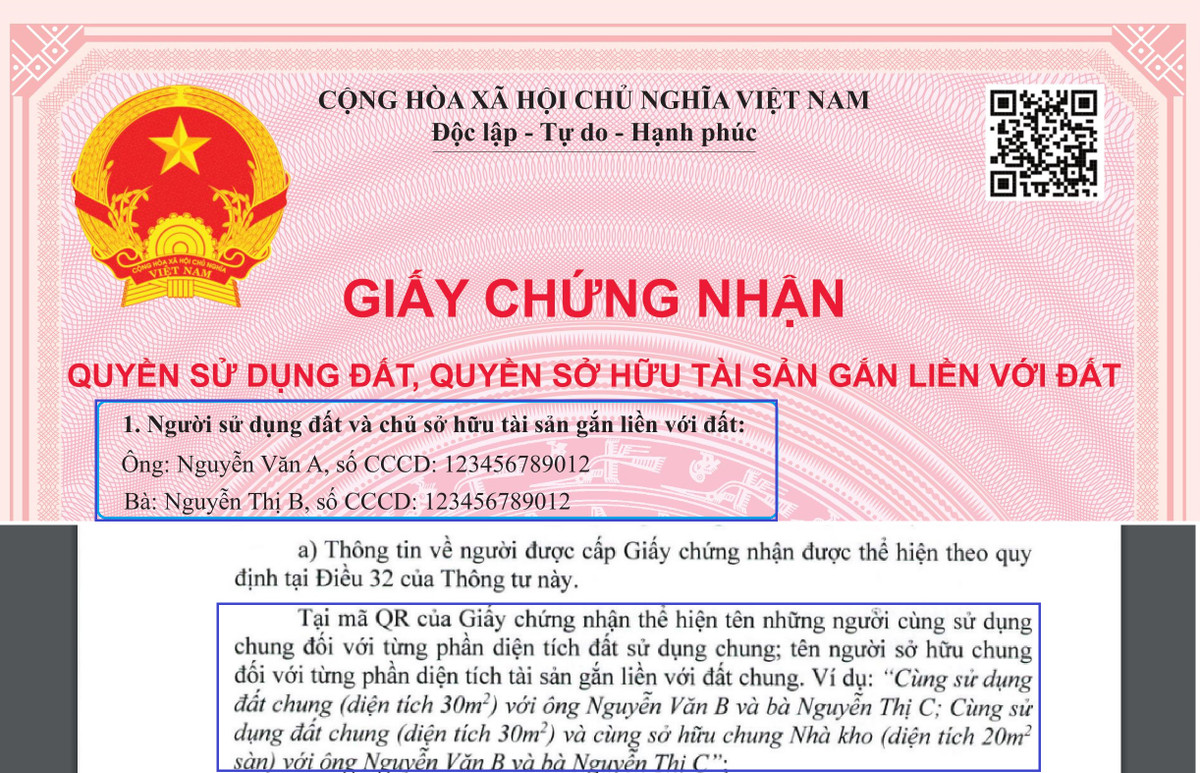 Thứ nhất, mã QR thể hiện thông tin về người sử dụng đất, chủ sở hữu tài sản gắn liền với đất theo Điều 32 và điểm a khoản 1 Điều 36 Thông tư 10. Thể hiện đầy đủ thông tin về các người sử dụng (hoặc sử dụng chung) đất, chủ sở hữu (hoặc sở hữu chung, sở hữu từng phần) tài sản gắn liền với đất. 