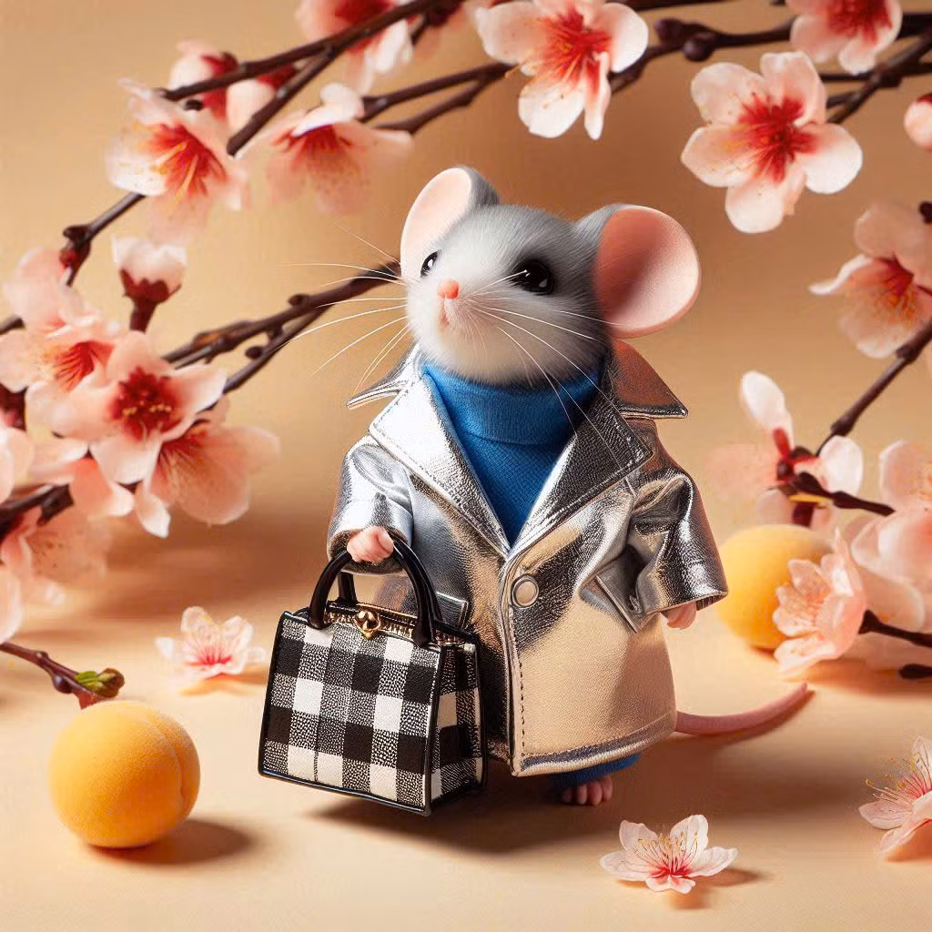 **Tý (Chuột) – Mệnh Thủy** Màu tương sinh: Trắng, bạc (Kim sinh Thủy), đen, xanh dương (bản mệnh). Năm Ất Tỵ là hỏa khắc thủy, nên dùng màu trắng (Kim) để giảm xung đột, thu hút tài lộc. Hãy thử một áo khoác màu bạc bên ngoài áo thu xanh bản mệnh, kèm theo túi xách caro trắng đen nhé! Ảnh: Tạo AI Bing