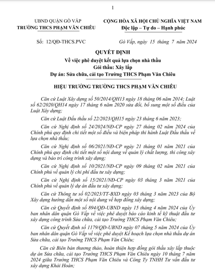 TP HCM: Cty Khai Hoan, hon mot tuan trung 7 goi thau tai Go Vap