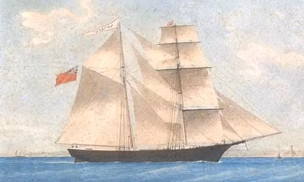 Bức tranh miêu tả con tàu Mary Celeste vào năm 1861. (Ảnh: Wikimedia).