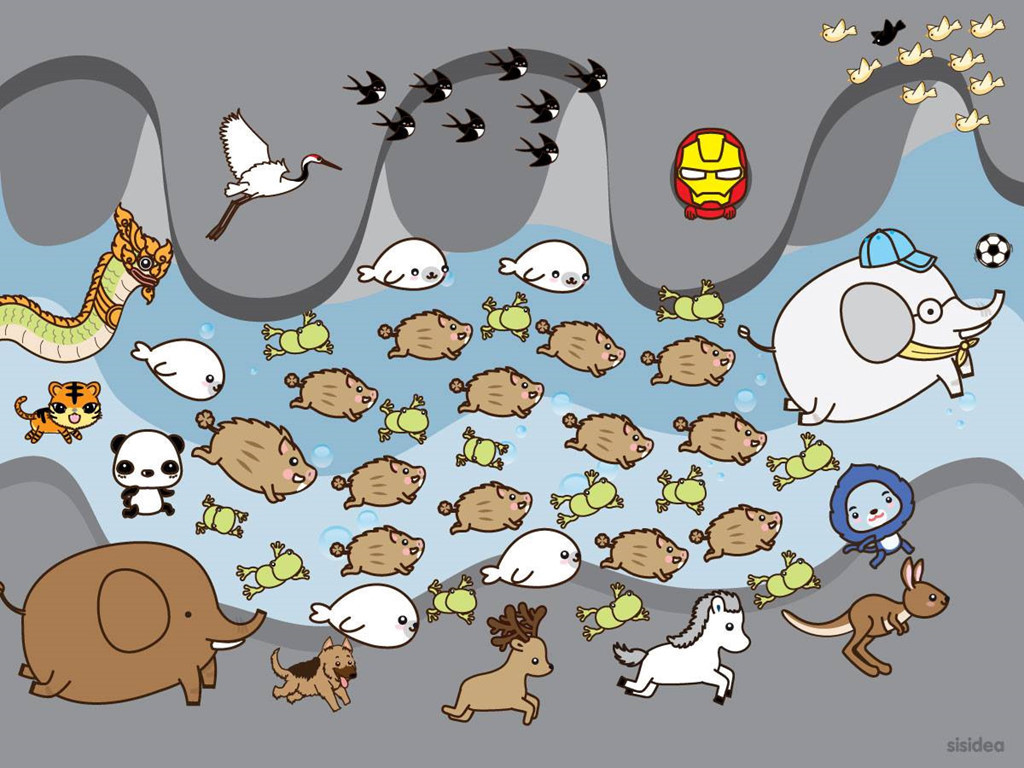 Bức tranh của họa sĩ Sisidea, được chia sẻ rộng rãi trên mạng xã hội. Voi trắng đại diện cho chỉ huy chiến dịch giải cứu với khả năng lãnh đạo hiếm có của ông. Theo sau đó là những thành viên đội bóng Lợn Hoang và bạch mã đại diện cho các tình nguyện viên. Hình ảnh hải cẩu và nhái để biểu thị lực lượng SEAL và những thợ lặn. Các loài vật khác biểu trưng cho nhiều nhóm chuyên gia từ Anh, Australia, Trung Quốc, Nhật Bản, Thụy Điển, Myanmar và Lào. Đặc biệt, tỷ phú công nghệ Elon Musk xuất hiện với biểu tượng Người Sắt. Ảnh: Sisidea/ Facebook.