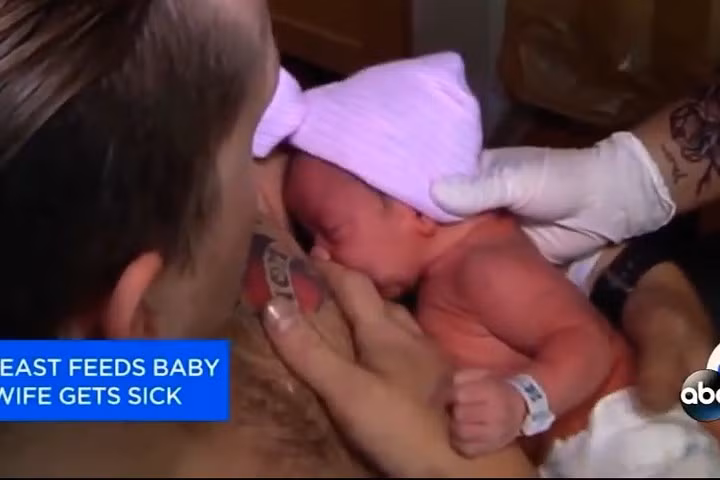 Việc cho bú như thế này tạo ra sự kết nối tình cảm giữa Neubauer và con gái mình (ảnh: ABC7).