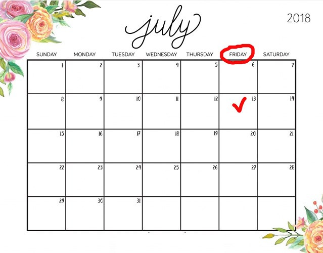 Thứ 6 ngày 13 xuất hiện 2 lần trong năm 2018. Đó là vào tháng 4 và tháng 7.